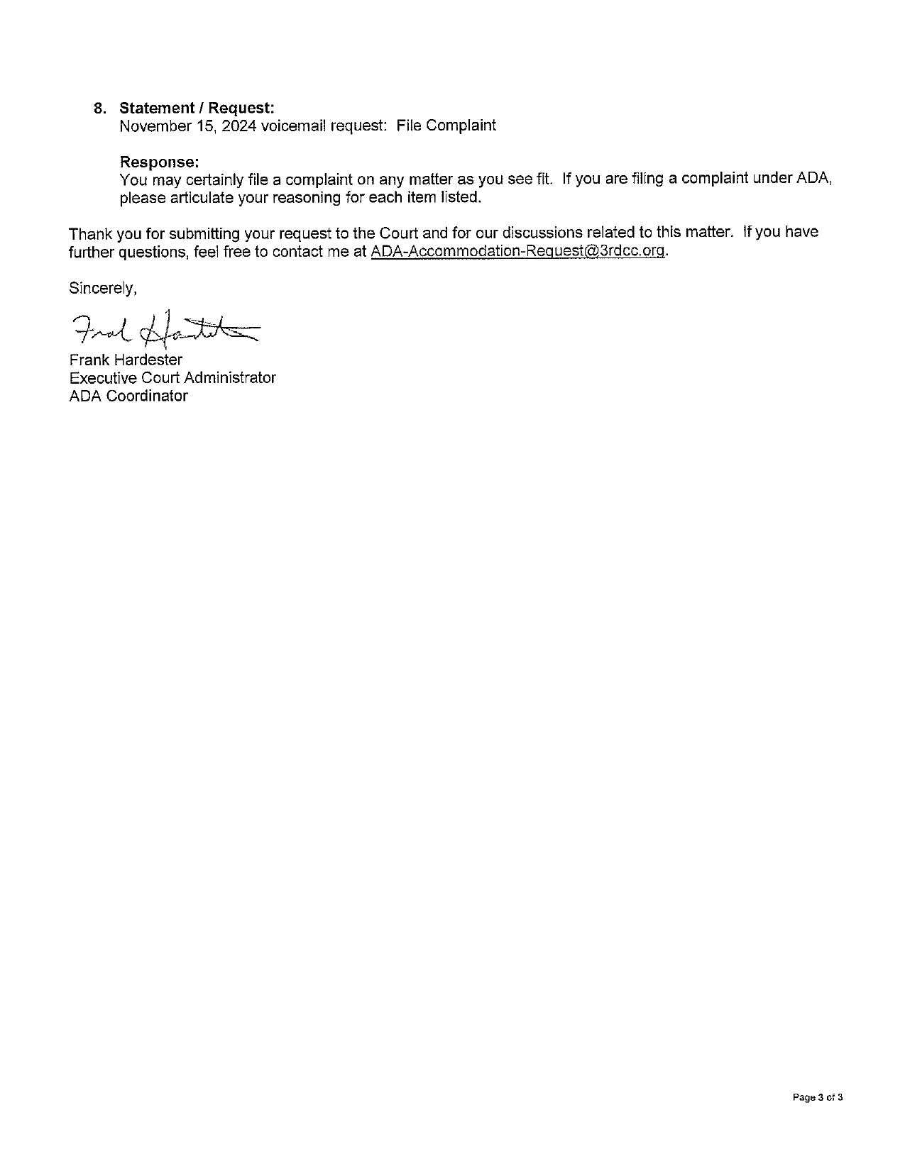ADA Grievance/Appeal Response, page 5
