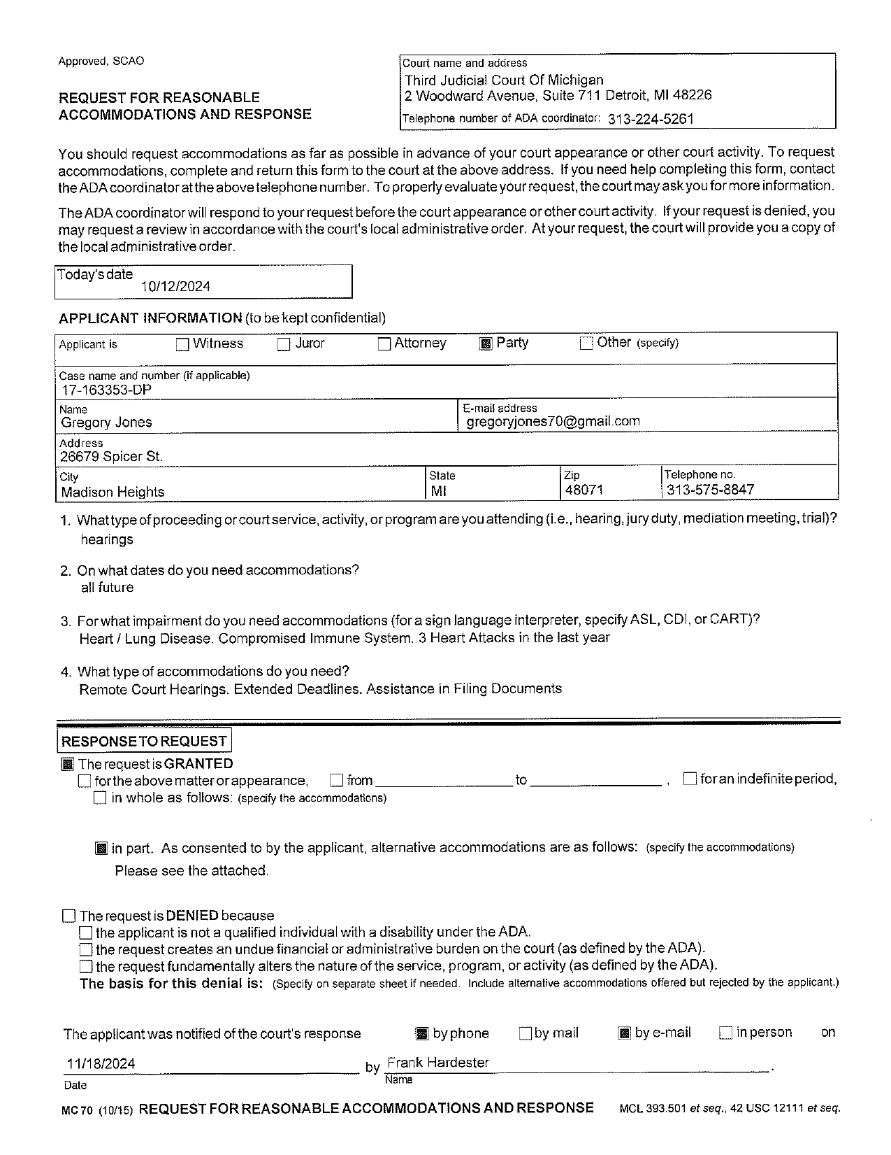 ADA Grievance/Appeal Response, page 6