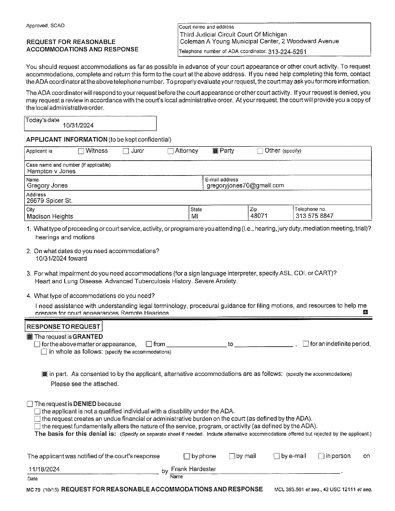 ADA Grievance/Appeal Response, page 7