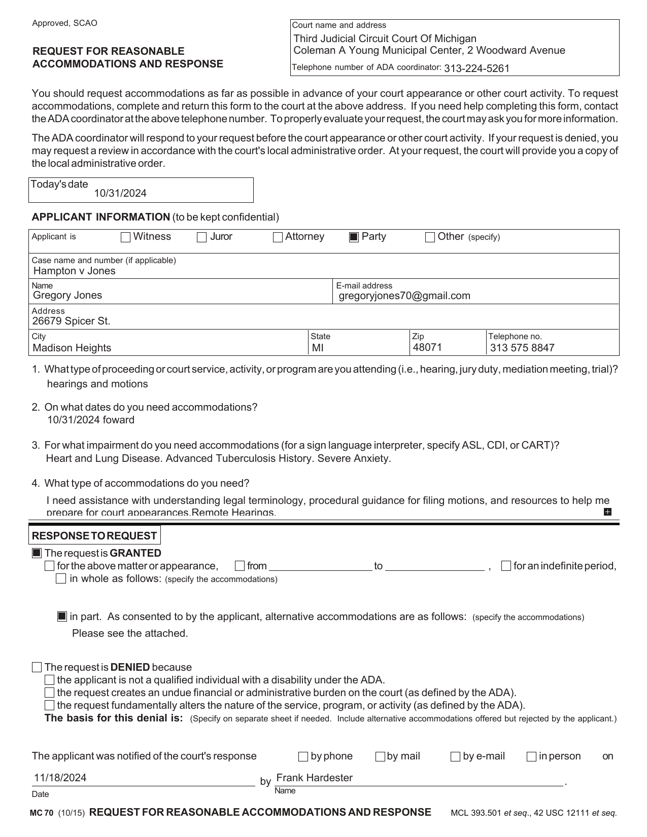 ADA Accommodation Request Response, page 5